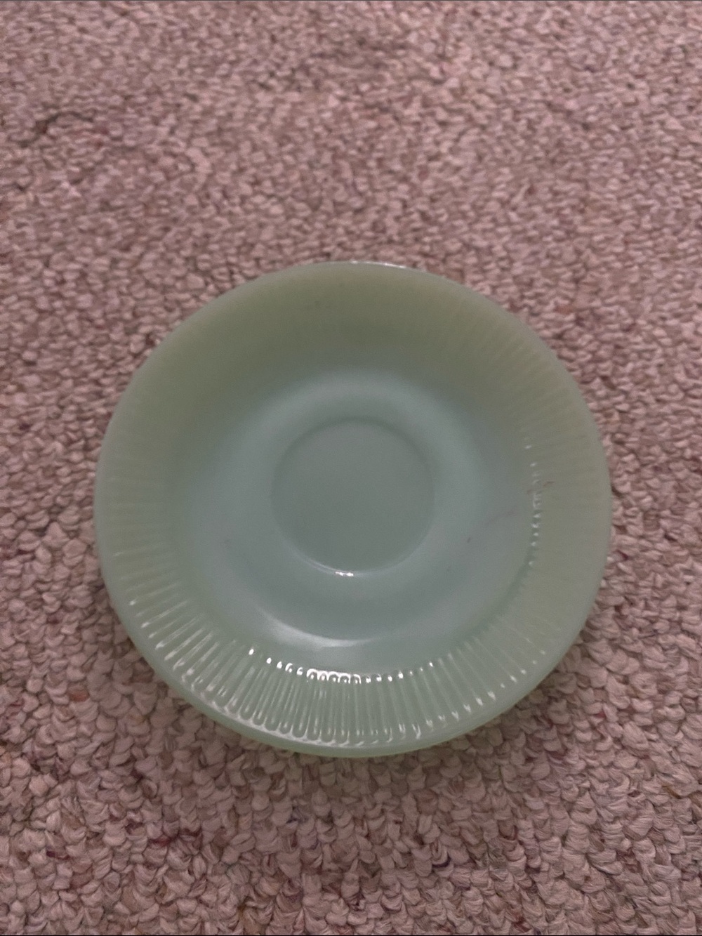 Vintage Fire King Pale Green Ribbed Glass Saucer